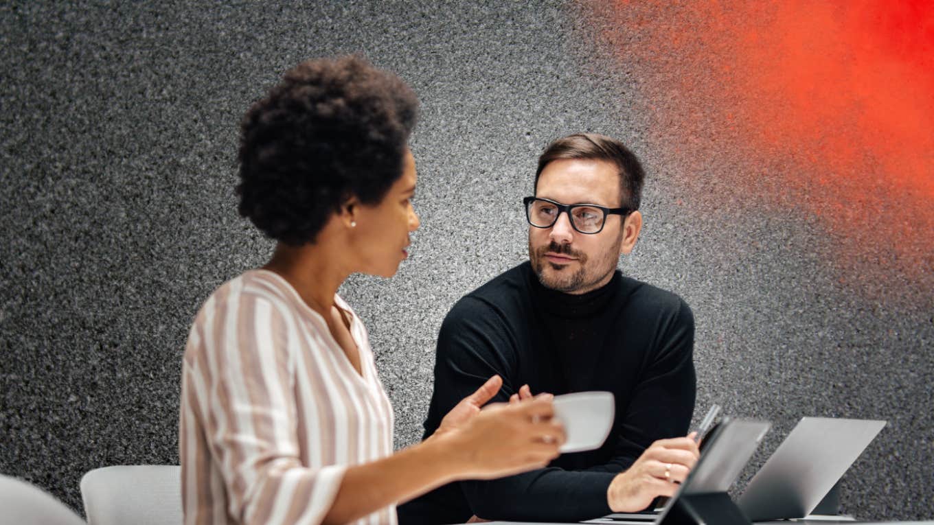 Woman talking to potentially bad boss in an interview