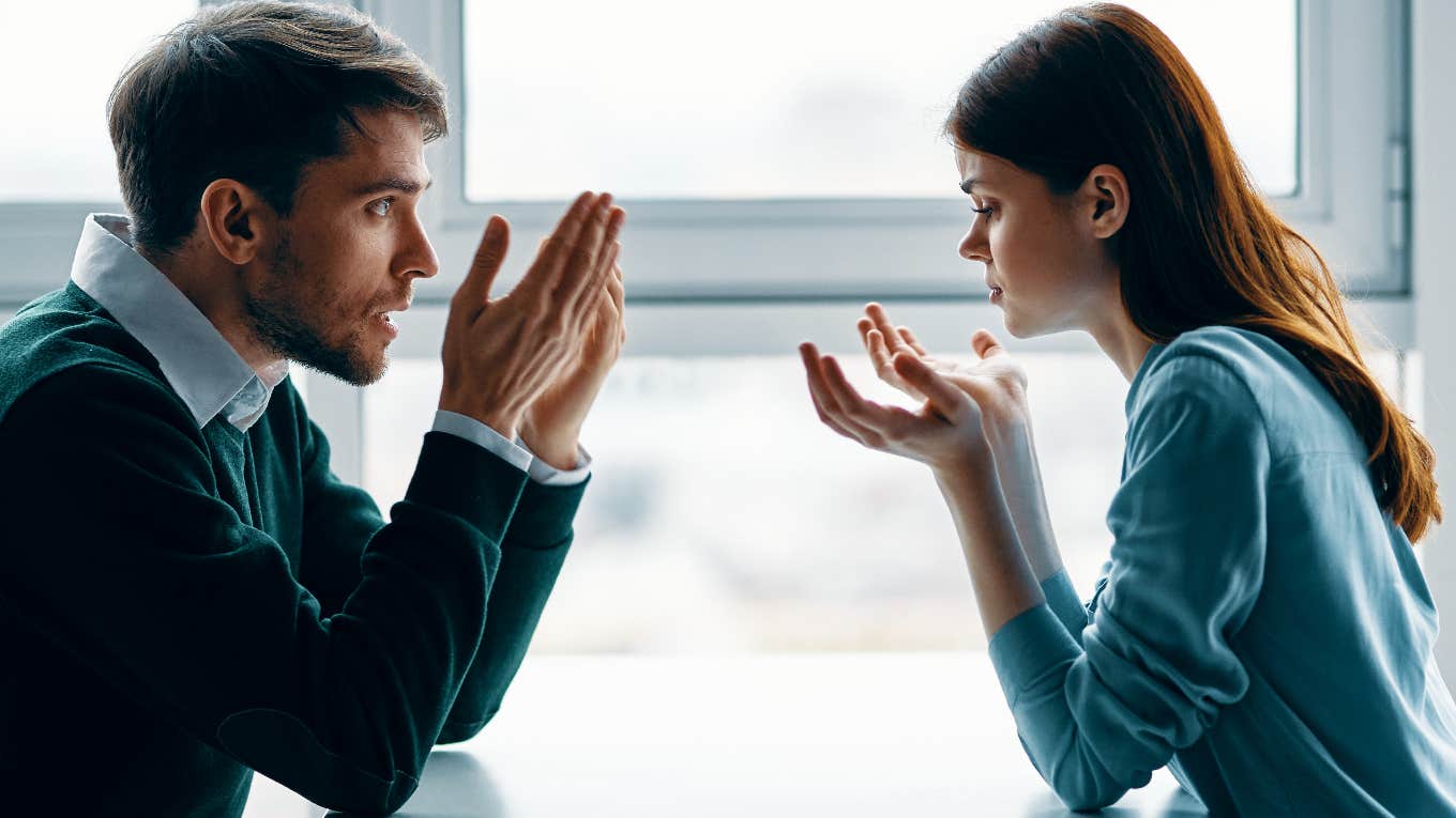 couple facing off