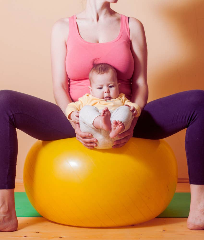 mom exercising with baby