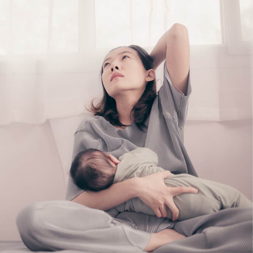 frustrated mom with baby 
