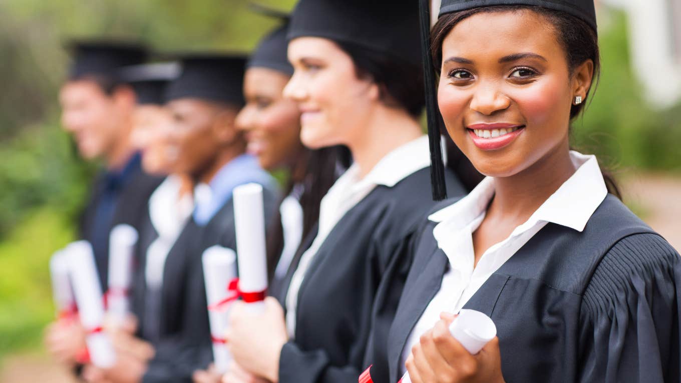 Mom Is Tired Of Husband Complaining About Daughter's Degree Choice group of college graduates holding diplomas