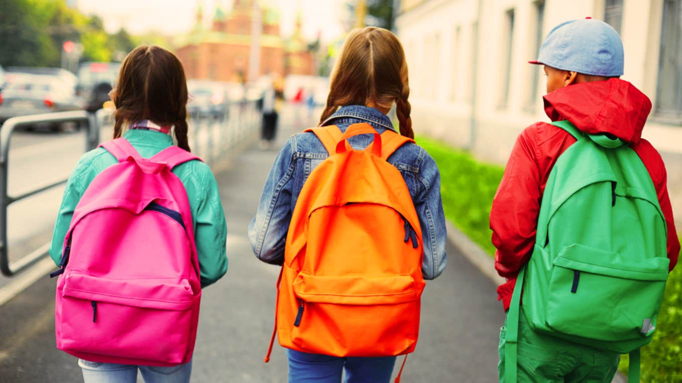 children, drop off, mother 