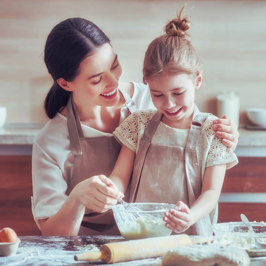 mother and daughter baking