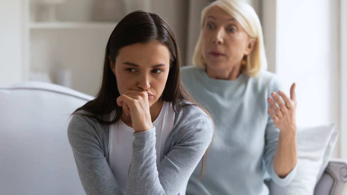 Mother-in-Law Uses A Code Word To Exclude Kids' Spouses From Secret Family Discussions mother-in-law and daughter-in-law arguing