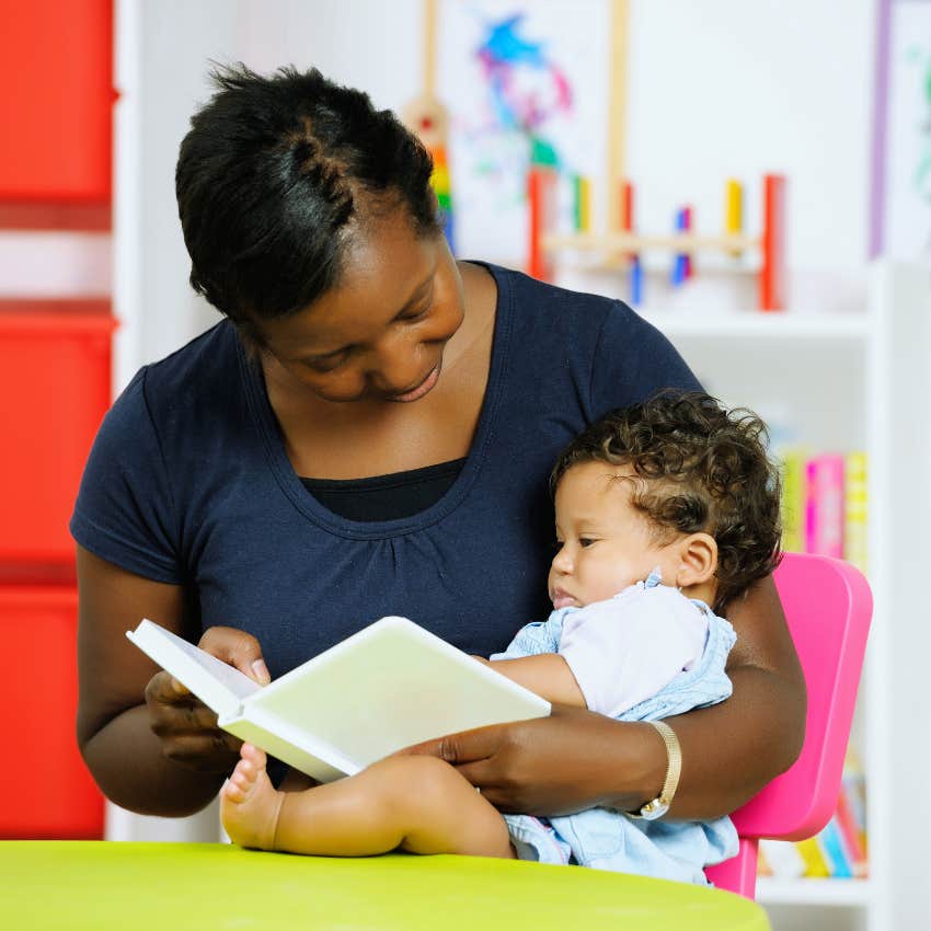 nanny reading to baby