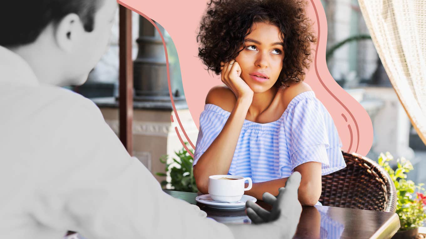 Dating Don'ts To Remember On A First Date Woman bored on a first date, things you should NOT do.