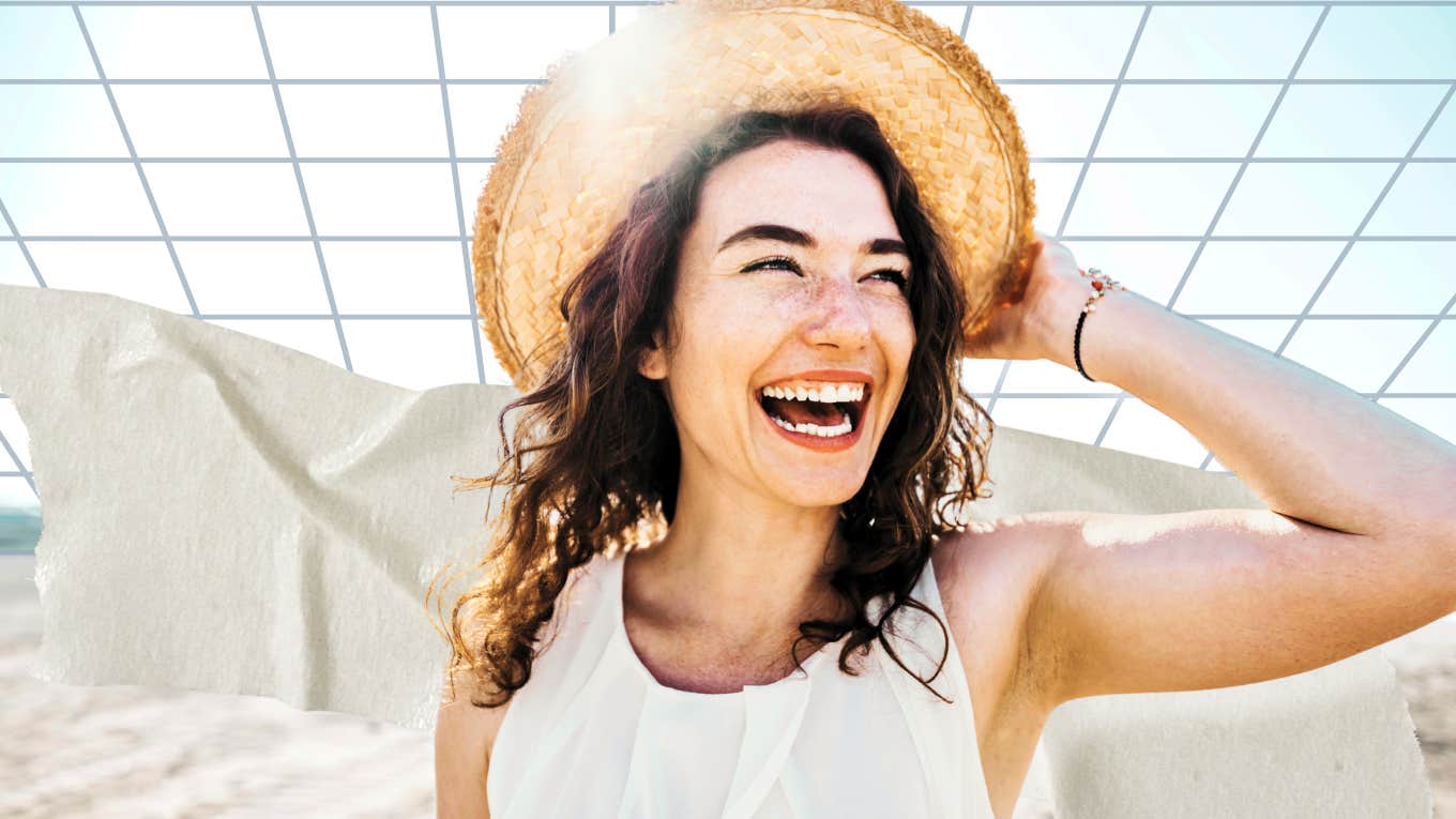 Happy healthy mind, woman smiling