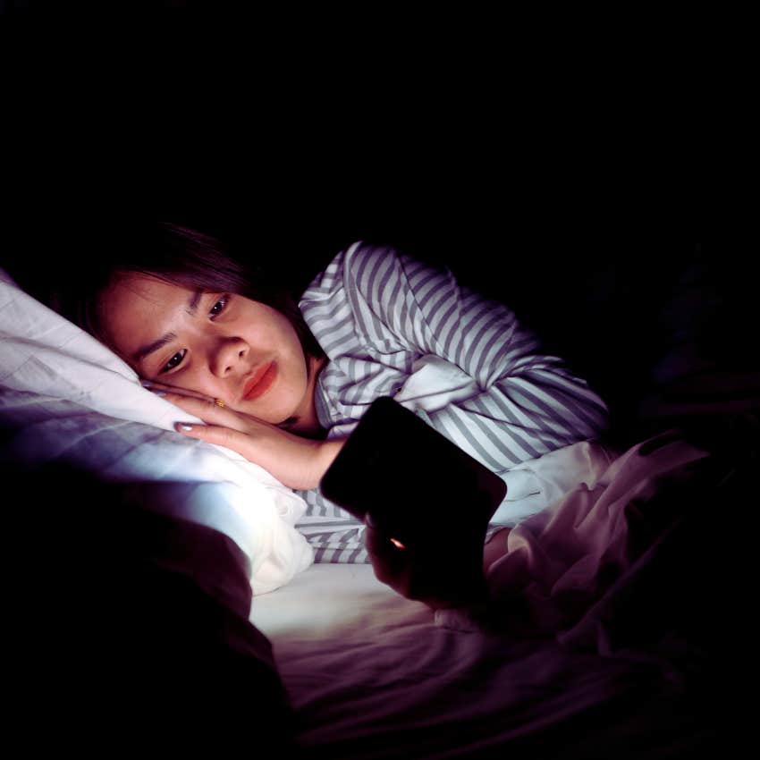 woman looking at porn