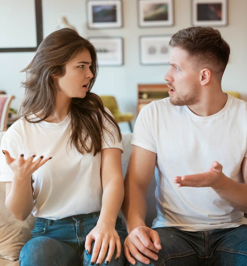 Man and woman self-sabotaging together