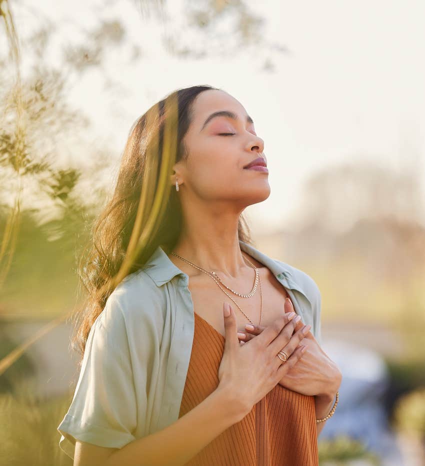 She is focused on breathing exercise for anxiety
