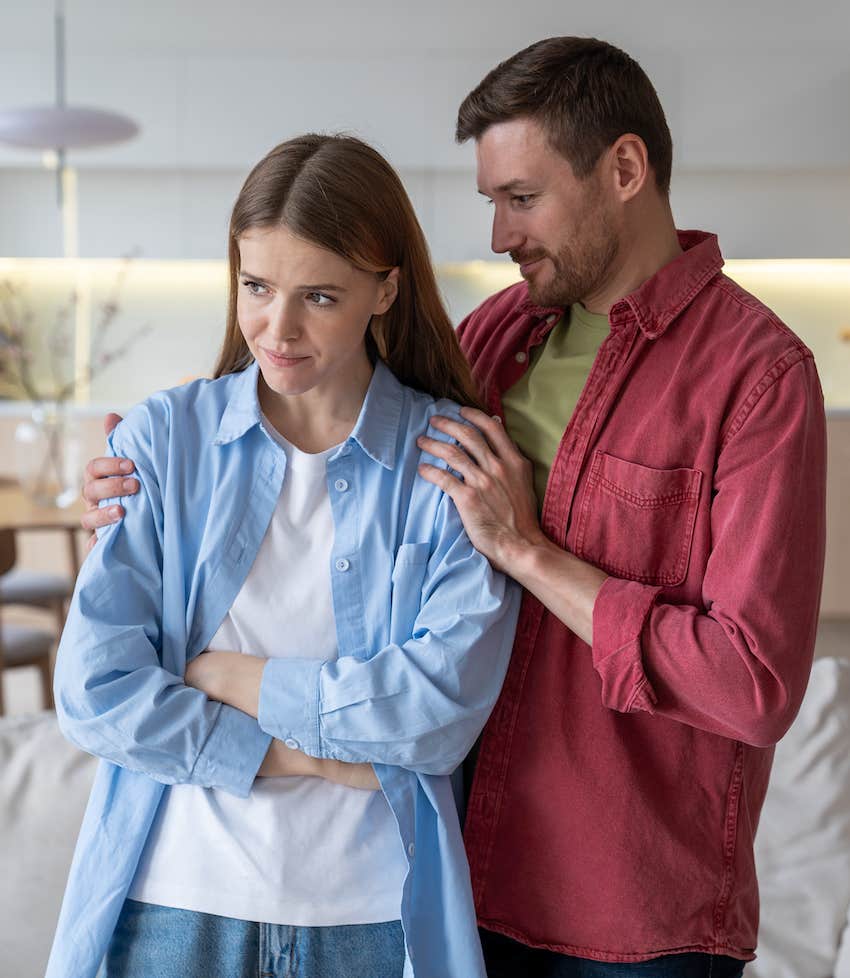 Couple in the kitchen. He is trying to be his partner's therapist