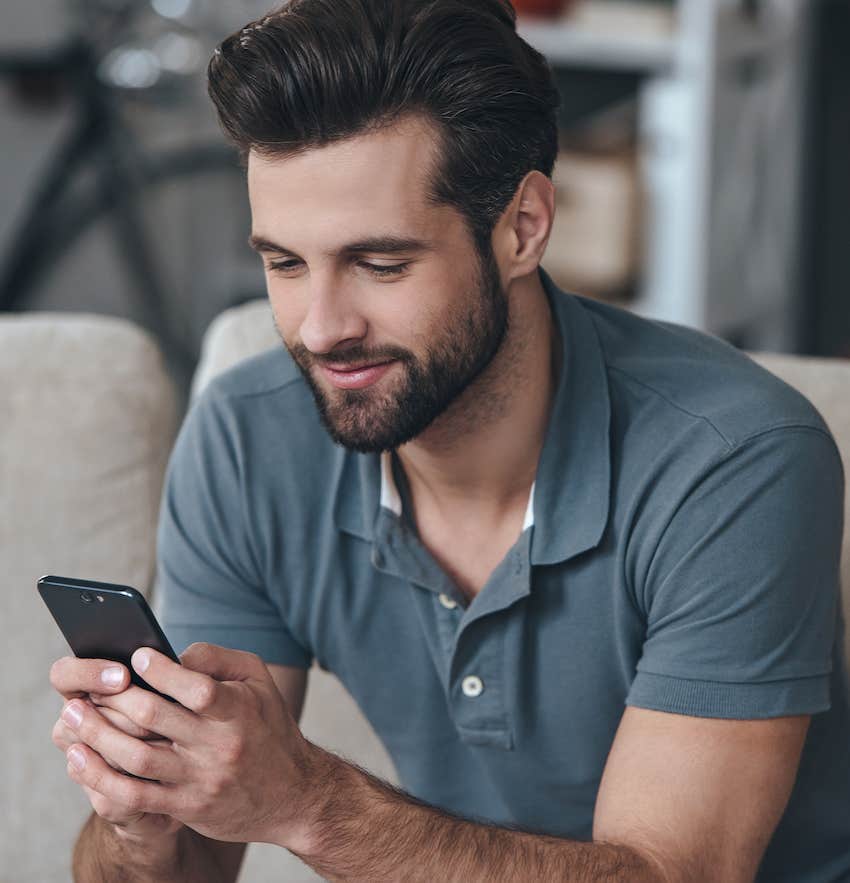 Man smiles at social media message of love