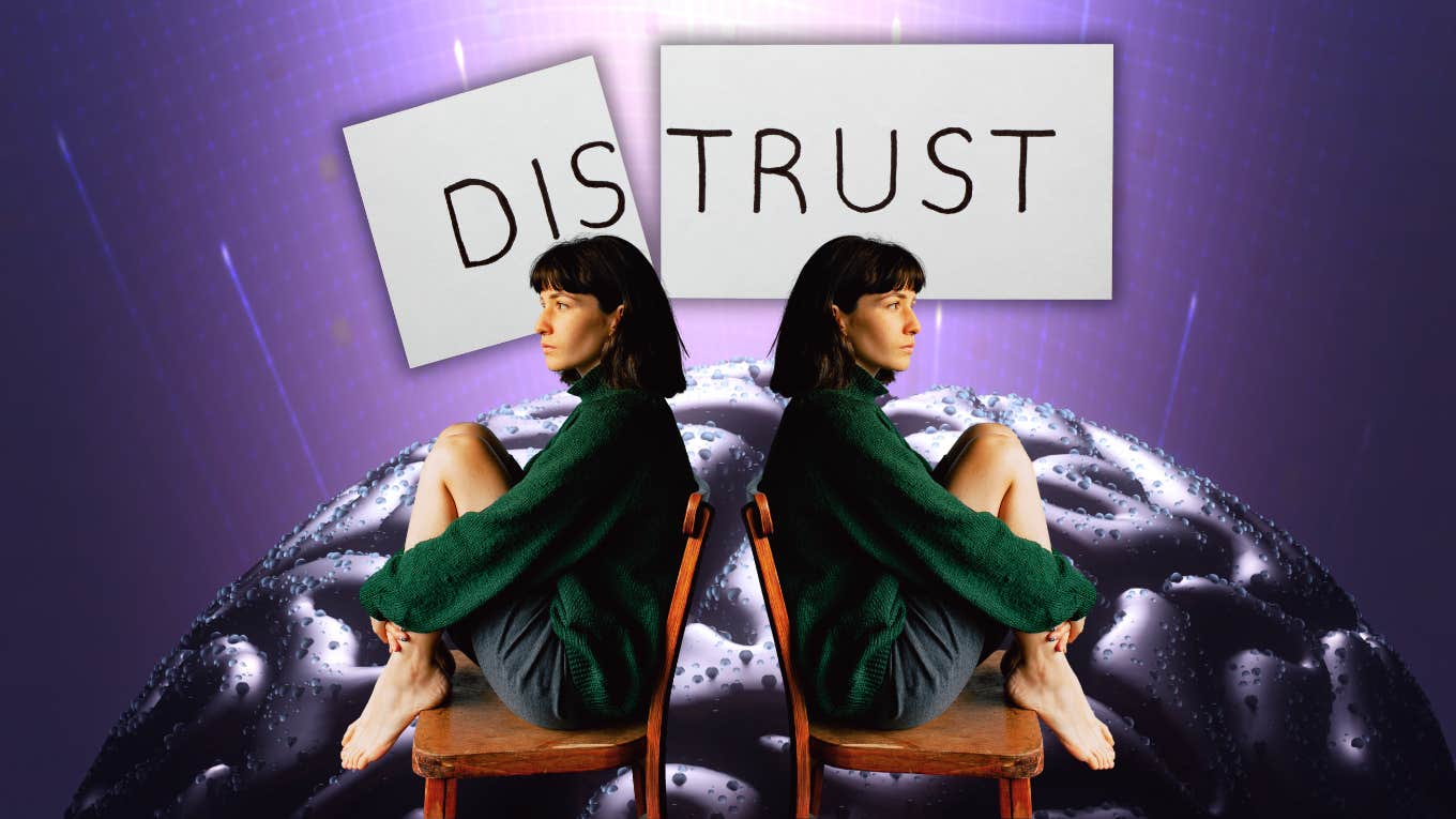 Isolated alone woman, distrust of your mind 