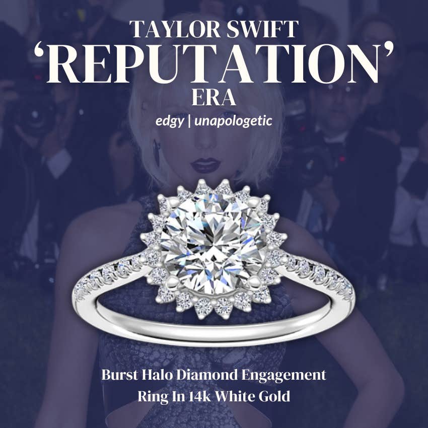 Blue Nile Burst Halo Diamond Engagement Ring In 14k White Gold