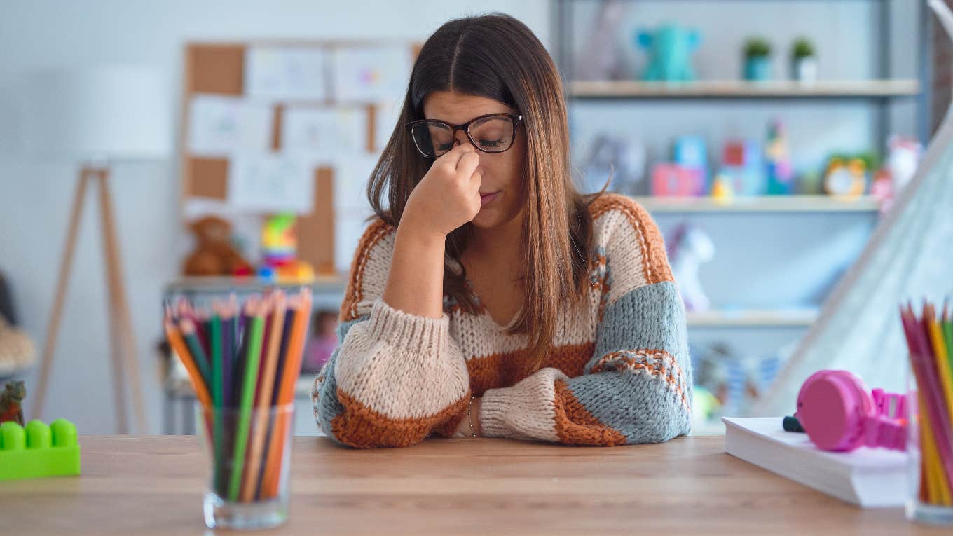 Stressed out teacher, feels like she is drowning