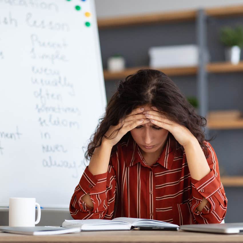 exhausted teacher