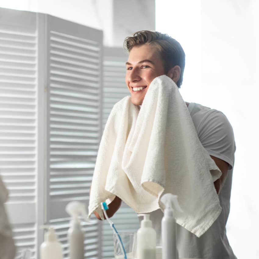 teenage boy cleaning 