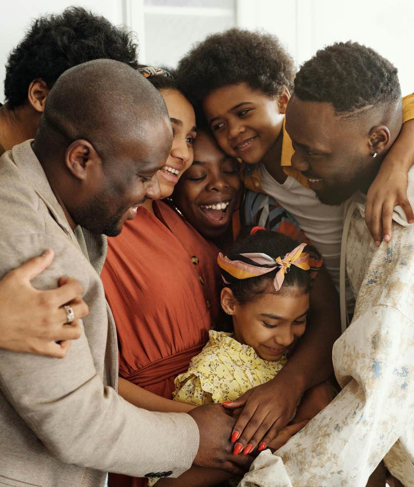 family embracing 