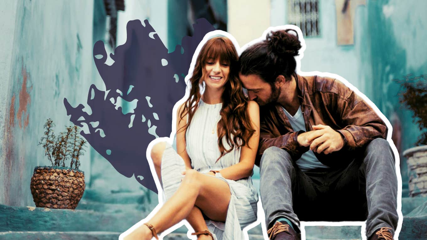 The Number One Thing Men Do On A First Date That Immediately Turns Women Off Man kissing woman's shoulder on a first date, making woman uncomfortable