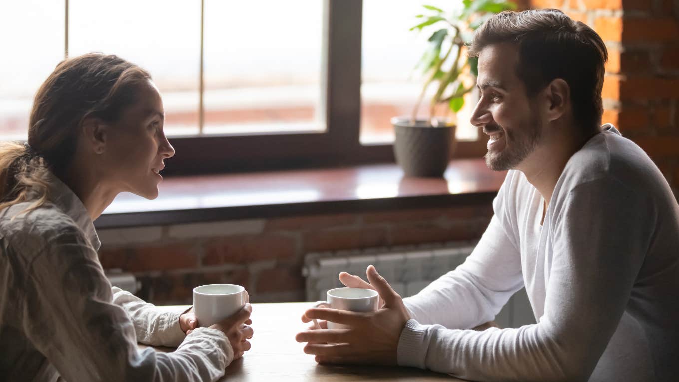 couple talking while on coffee date