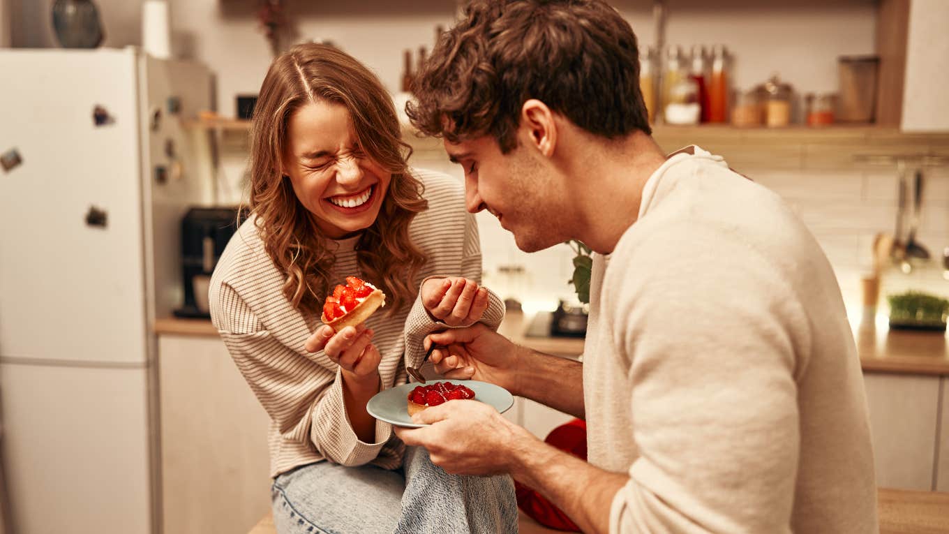 The Three Things You Need To Have A Successful Relationship couple laughing while eating together