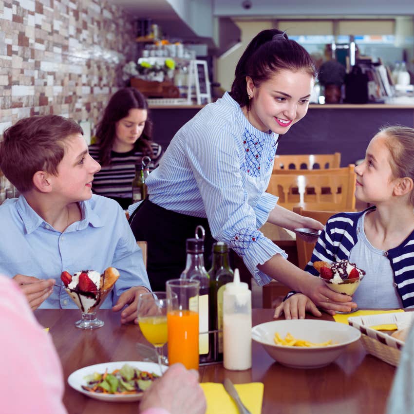 waitress serving table 