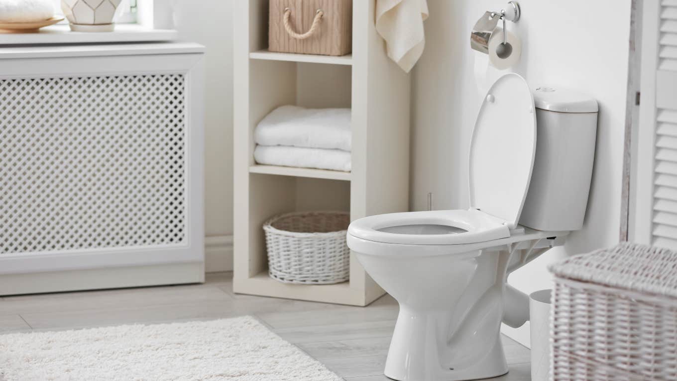 Wife Infuriated At Her Husband's Use Of Blue Dye To Keep Their Toilet Clean clean white bathroom with toilet