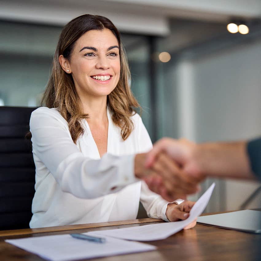 Woman doing well in a job interview