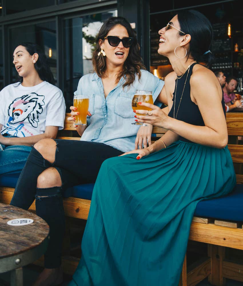 coworkers drinking beer together