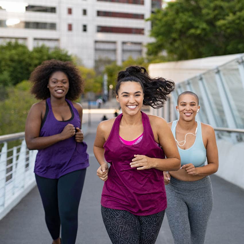 Women running together