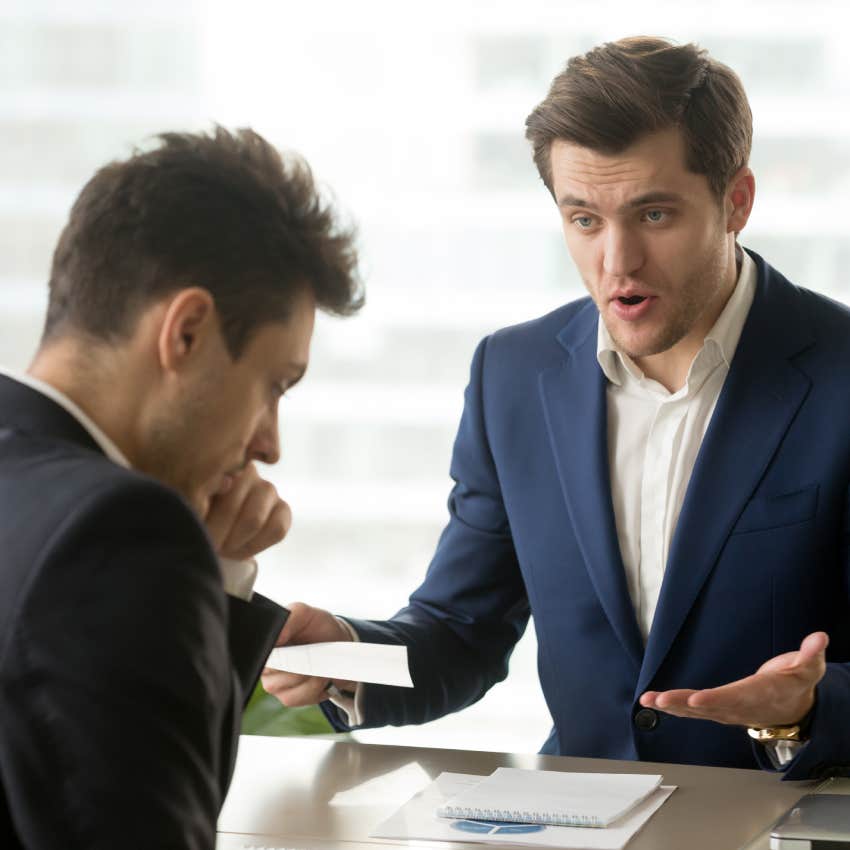 boss yelling at employee for missing deadline