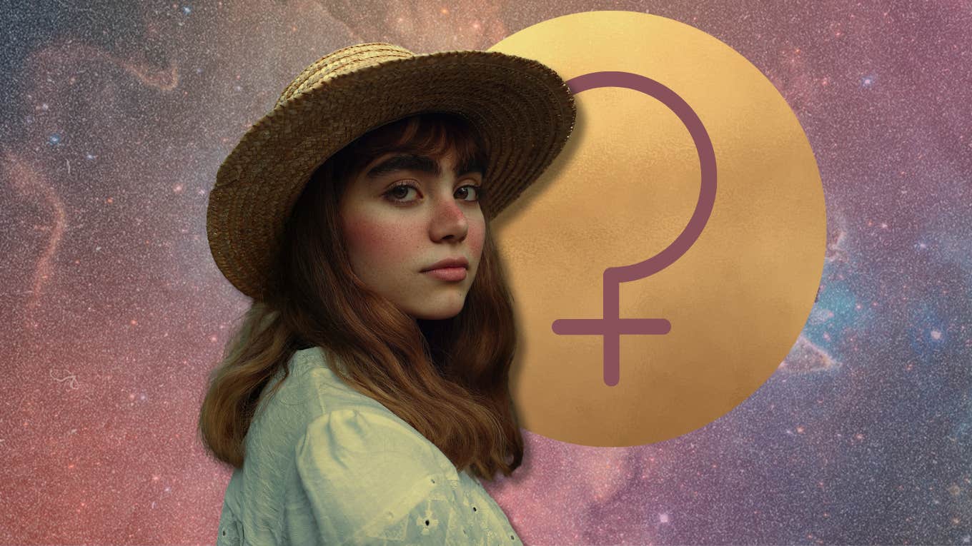 woman and asteroid ceres astrology symbol