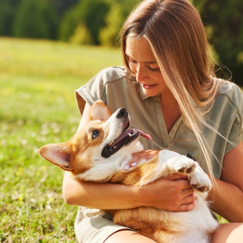 woman, dog 
