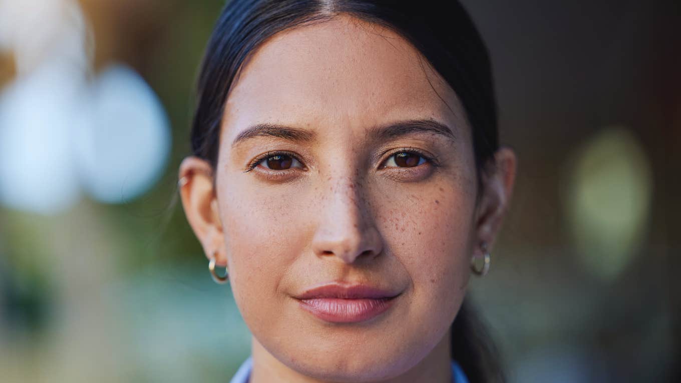 serious looking woman