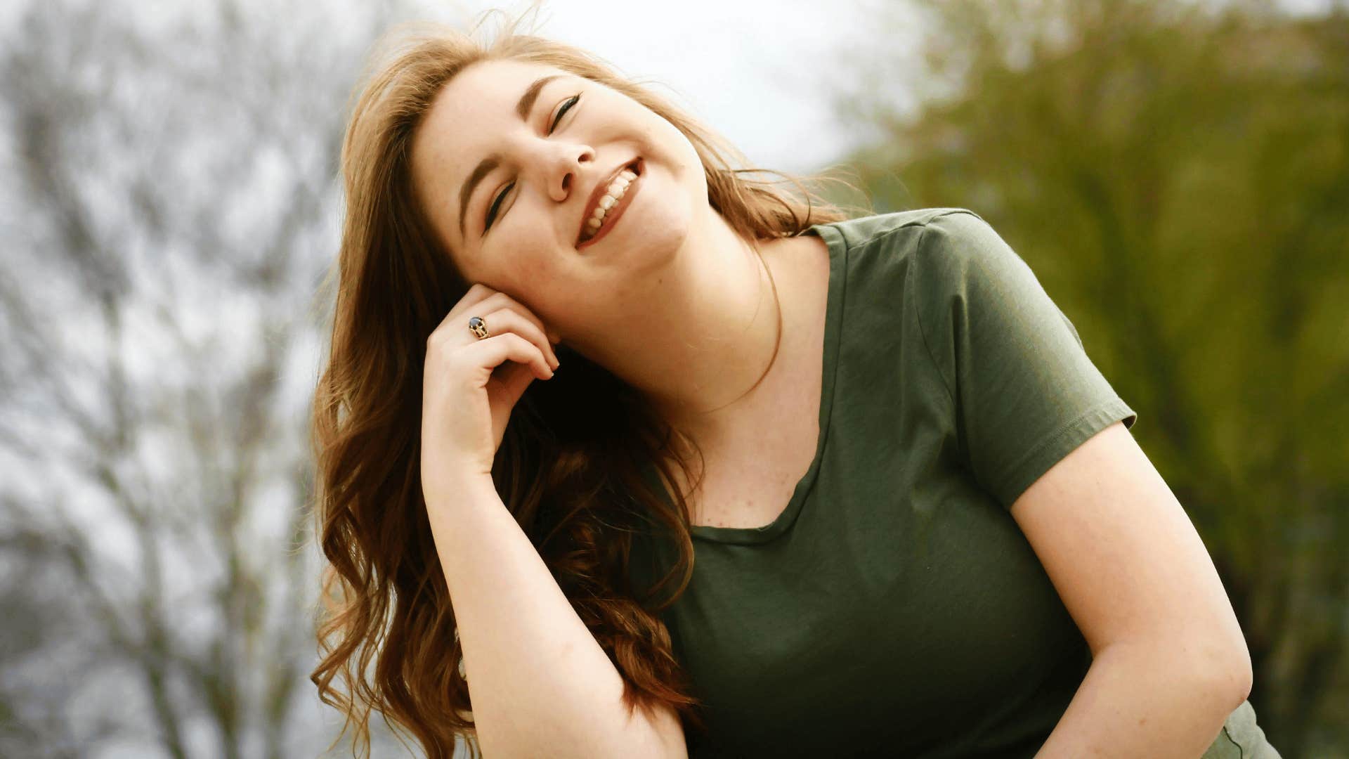 happy woman working on herself