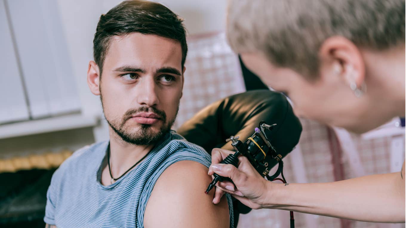 Boomer Dad Goes ‘Ballistic’ And Cut His Son Off After He Decided To Get Tattoos On His Biceps young man gets first tattoo on shoulder