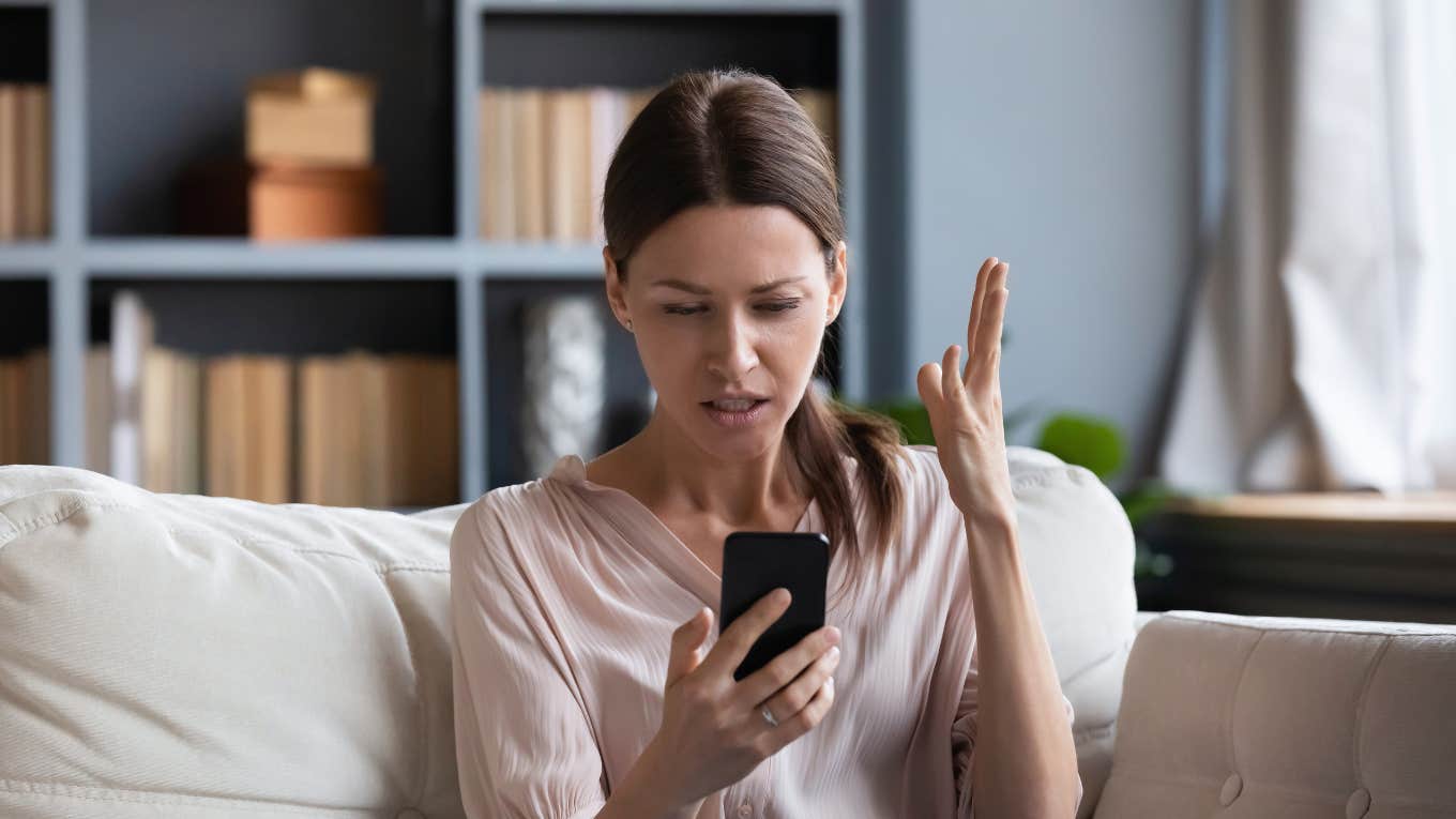 Worker Shocked Boss Wants To Track Employees' Phones Instead Of Using Time Cards woman annoyed at her boss tracking her phone
