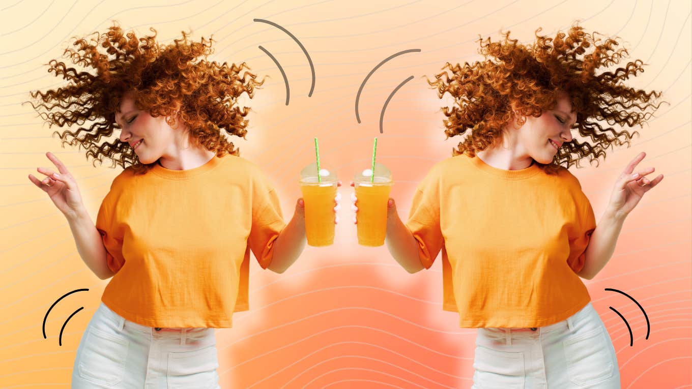 Wildly Effective Ways To Calm Your Nerves Before A Call Or Event Woman shaking it out, calming her nerves before a call