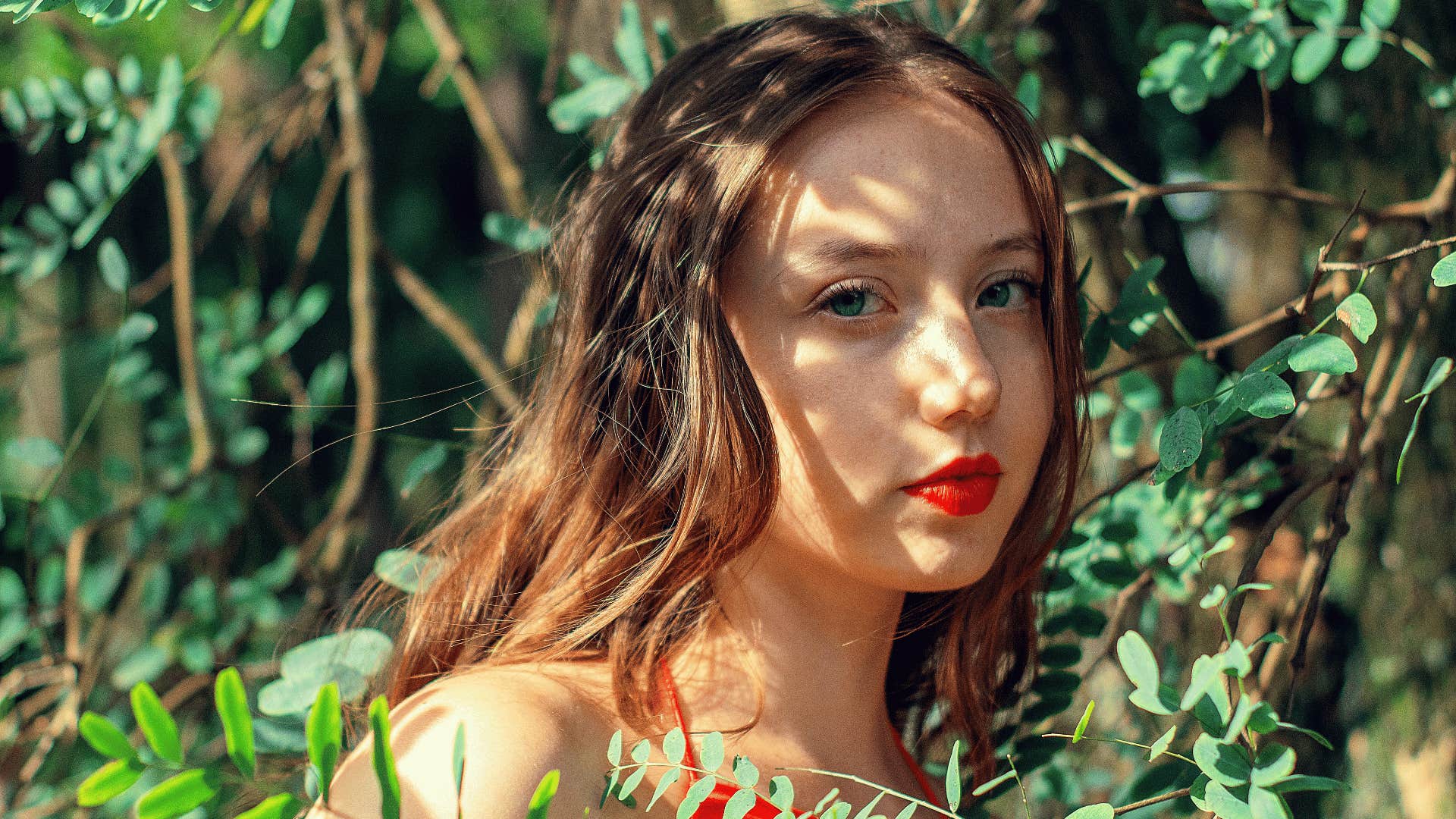 woman in the tall trees
