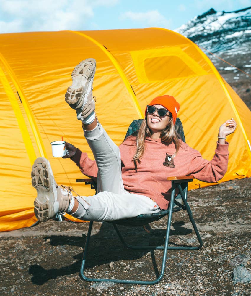 woman camping