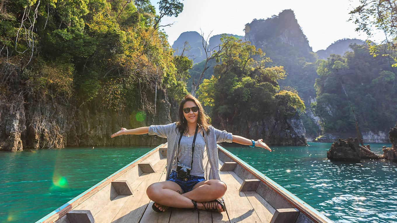 woman on a boat