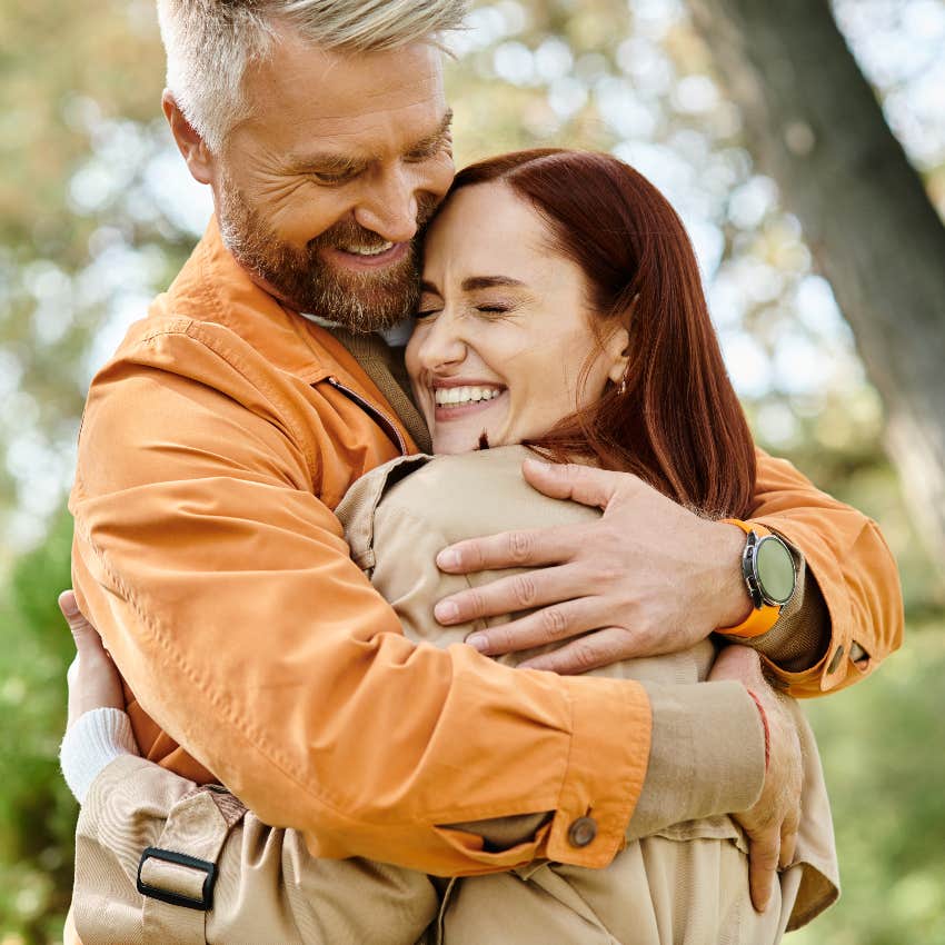 Happy couple hugging