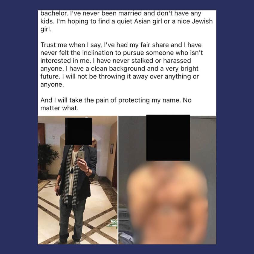 LinkedIn post from man addressing his stalker rumors