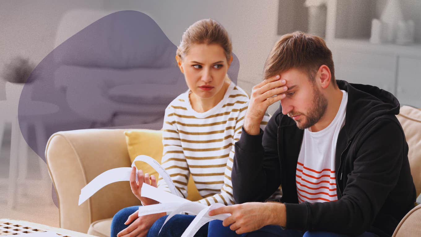 How To Talk About Money Problems With Your Spouse Woman talking to spouse about money problems.