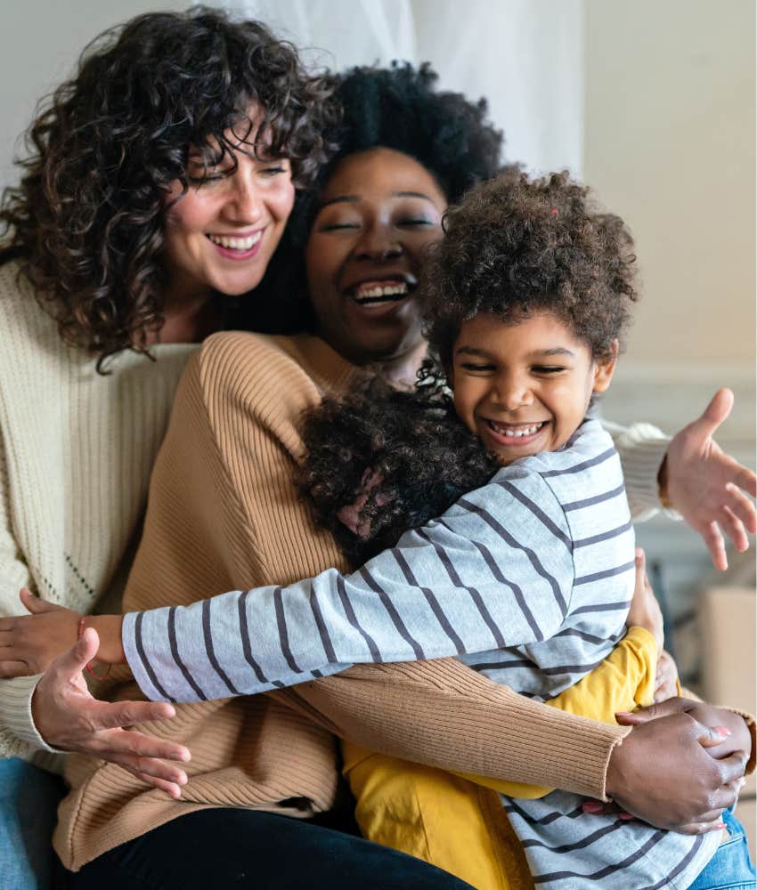 two moms with kids 
