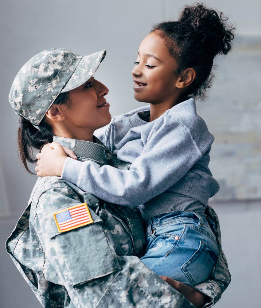 soldier with daughter