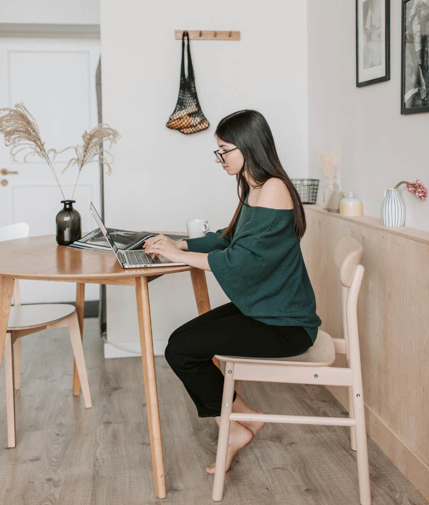 woman working on laptop