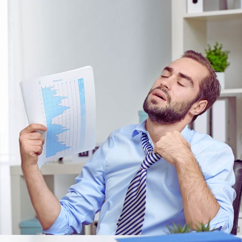 man sweating in office