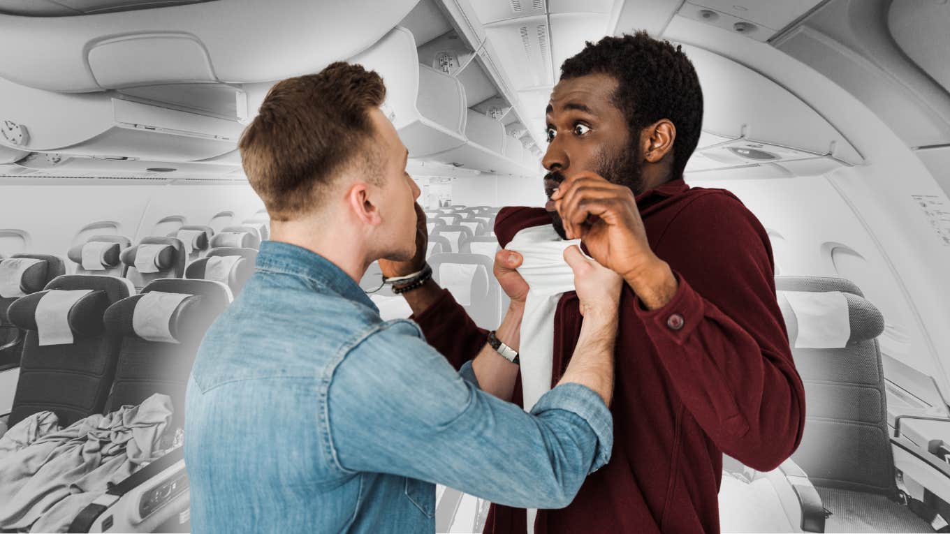 Plane Passenger Tried To Fight Him For Not Switching Seats On A Flight man feeling threatened by plane passenger who tried to fight him for not switching seats