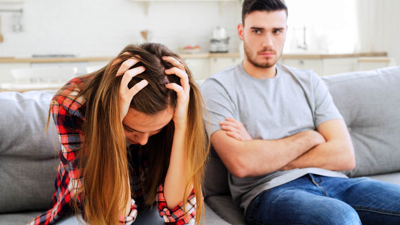 Woman telling spouse she cheated on him